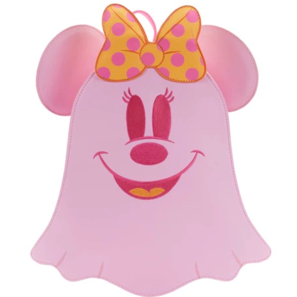 Loungefly Pastel Ghost Minnie Mouse Glow-in-the-Dark Mini Backpack - Picture 2 of 6